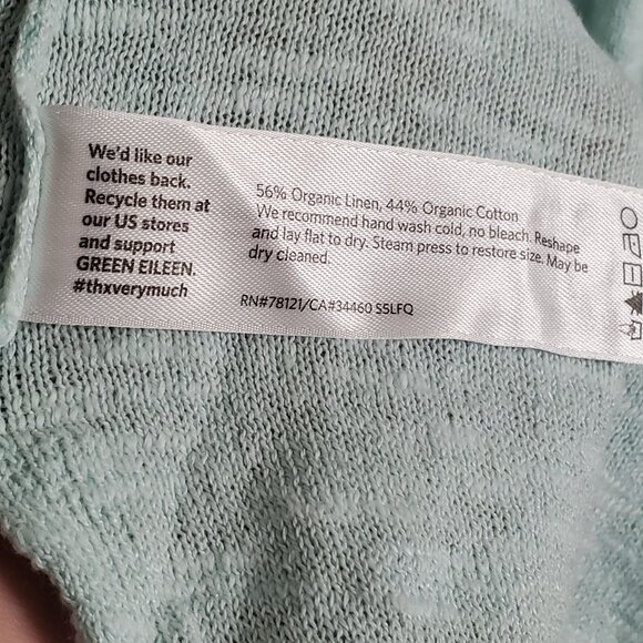 Eileen Fisher Size S Sweater Organic Linen Cotton Light Aqua Sustainable Airy - Picture 5 of 10